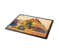 MOUSE MAT - Dr. Johnson's House & Statue, Lichfield - Vintage Art Style