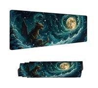 Mouse Mat Dragon Gaming Mouse Pad 900 x 500 MM XXL Extended Desk Mat, Keyboard Mousepad Moon, Water-Resistant Surface and Non-Slip Base Mousemat, for Gaming Office Desk Accessories for Men H-11513