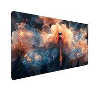 Mouse Mat Dragonfly Gaming Mousepad Large 40x20x0.12Inches, Desk Mat for Wireless Mouse Keyboard Laptop, Waterproof Mousemat Flower Stitched Edges Non-Slip Rubber Base for Office Gaming Desk model6429
