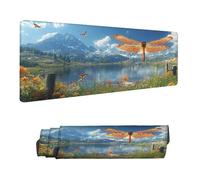 Mouse Mat Dragonfly Mouse Pad Large 120 x 40 cm XXL Mousepad with Stitched Edges and Non-Slip Rubber Base Desk Pad, Improves Speed and Precision Gaming Mousemat Landscape for Home Office Decor H-7160