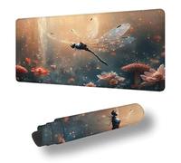 Mouse Mat Dragonfly Mouse Pad Large 70 x 40 cm XXL Waterproof Desk Matt with Stitched Edges and Non-Slip Rubber Base, Extended Gaming Mousemat Animal Keyboard Mat, for Gaming Office Desk Decor S-6803