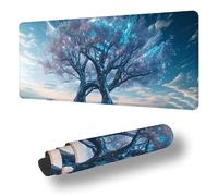 Mouse Mat Dream Mouse Pad Large 150 x 80 cm XXL Waterproof Desk Matt with Stitched Edges and Non-Slip Rubber Base, Extended Gaming Mousemat Tree Keyboard Mat, for Gaming Office Desk Decor Gifts S-8671