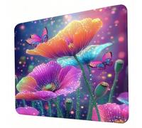 Mouse Mat, Dream Mouse Pad, Washable Small Mousepad Flower (2) Mousemat with Non-Slip Base Gaming Mousepad Portable Office Desk Accessories for Laptop Working Studying Gaming, 300 x 250 x 3mm J0-785