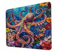 Mouse Mat, Dream Mouse Pad, Washable Small Mousepad octopus Mousemat with Non-Slip Base Computer Gaming Mousepad Portable Office Desk Accessories for Laptop Working Gaming, 340 x 280 x 3mm J0-818