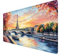 Mouse Mat Eiffel Tower Mouse Pad Large 700 x 400 x 3mm Desk Mat Flower Non-Slip Rubber Base, Waterproof Surface, Stitched Edges Gaming Mousepad, Home Computer Desk Accessories,Gifts for Men Y7-1