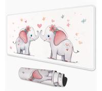 Mouse Mat Elephant Gaming Mouse Pad xxl 1200x600 mm non Slip Desk Mat, Flower Extended Large Mousepad Waterproof & Stitched Edges Mouse and Keyboard Mat for Home, Office, Gaming Room 48x24 inch 3Y-252