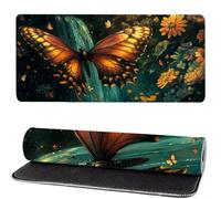 Mouse Mat Fall 800x400x3mm, Mouse Pad Large Butterfly, Desk Accessories, Extra Large Size Improve Mobility Accuracy and Speed, Desk Pad with Non Slip Base and Stitched Edge for Office/Gaming MM-220