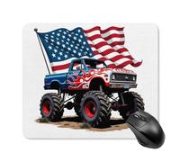 Mouse Mat Flag Truck With Patriotic Flames Comfortable Mouse Pad Wear Resistant Desk Pad For Work Laptop Computer 25X30Cm