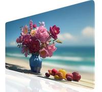 Mouse Mat Flower 700x400x3mm Washable Large Mouse Pad Pink, Desk Mat Non-Slip Rubber Base Stitched Edge-Smooth Cloth Surface, Waterproof Laptop Desk Pad for Office, Work, MacBook, PC, Home UK-36