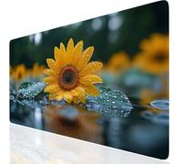 Mouse Mat Flower 800x400x3mm Washable Large Mouse Pad Yellow, Desk Mat Non-Slip Rubber Base Stitched Edge-Smooth Cloth Surface, Waterproof Laptop Desk Pad for Office, Work, MacBook, PC, Home UK-777