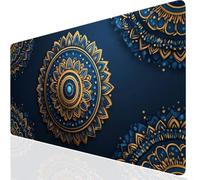 Mouse Mat Flower 900x300x3mm Washable Large Mouse Pad Blue, Desk Mat Non-Slip Rubber Base Stitched Edge-Smooth Cloth Surface, Waterproof Laptop Desk Pad for Office, Work, MacBook, PC, Home UK-6034