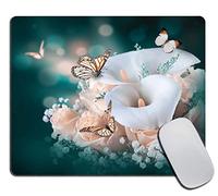 Mouse Mat Flower Butterfly Calla Lily Pink Rose Computer Mouse Mat Work