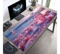 Mouse Mat Flower Large Gaming Mouse Pad Pink Stitched Edges, Mousepad Non Slip Rubber Base, Waterproof Soft Cloth, Computer Accessories for Office Decoration, Gifts 1600x800x3 mm PjY6050 N-T