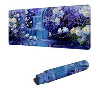 Mouse Mat Flower Mouse Pad Large 900x300x3 mm XXL Mousepad with Stitched Edges and Non-Slip Rubber Base, Improves Speed and Precision Gaming Mousemat Fall for Home Office Decor, Gifts for Men H-815