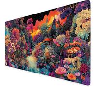 Mouse Mat Flower Mouse Pad Plant Gaming Desk Mat Large 600x300x3mm, Non-Slip Rubber Base, Waterproof Surface, Stitched Edges, Cute Mousepad for Office and Home Laptop, Desk Accessories For Women K7-55