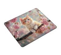 Mouse Mat Flower Small Mouse Pad 30 x 25 cm Gaming Mousepad Cat Waterproof Desk Mat with Stitched Edge, Desk Accessories Mousemat with Non-Slip Rubber Base for Office Gaming Home, Gifts for Men S0-85