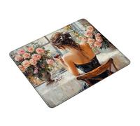 Mouse Mat Flower Small Mouse Pad 40 x 30 cm Gaming Mousepad Beauty Waterproof Desk Mat with Stitched Edge, Desk Accessories Mousemat with Non-Slip Rubber Base for Office, Gaming, Home, Gifts S0-58