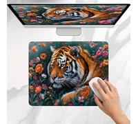 Mouse Mat Flowerbed Tiger, Small Mouse Pad 29 x 24 cm, Ultra Thin Improves Speed and Accuracy, Non-Slip Rubber Base, with Stitched Edges, Wear-Resistant, Waterproof Mousepad for Office & Home j0j-303