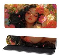 Mouse Mat Flowers 700x300x3mm, Mouse Pad Large Peony, Desk Accessories, Extra Large Size Improve Mobility Accuracy and Speed, Desk Pad with Non Slip Base and Stitched Edge for Office/Gaming MM-467