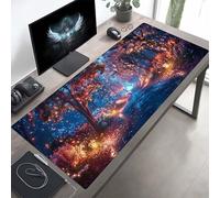Mouse Mat Forest Large Gaming Mouse Pad Blue Stitched Edges, Mousepad Non Slip Rubber Base, Waterproof Soft Cloth, Computer Accessories for Office Decoration, Gifts 100 x 40cm PjY10496 Y-L