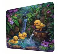 Mouse Mat, Forest Mouse Pad, Washable Small Mousepad Duck Mousemat with Non-Slip Base Computer Gaming Mousepad Portable Office Desk Accessories for Working Studying Gaming, 340 x 280 x 3mm J0-882