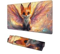Mouse Mat Fox Gaming Mouse Pad 700x300x3mm Mousepad Desk Pad Cartoon Mousemat, Keyboard Mat with Non Slip Rubber Base and Stitched Edges, Improved Precision and Speed, for Desk Accessories, f-136