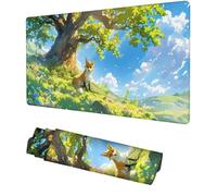 Mouse Mat Fox Gaming Mouse Pad 800x300x3mm Mousepad Desk Pad Green Mousemat, Keyboard Mat with Non Slip Rubber Base and Stitched Edges, Improved Precision and Speed, for Desk Accessories, f-137