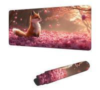 Mouse Mat Fox Mouse Pad Large 1400 x 600 x 3 mm XXL Mousepad with Stitched Edges and Non-Slip Rubber Base, Improves Speed and Precision Gaming Mousemat Cherry Blossoms for Home Office Decor H-2249