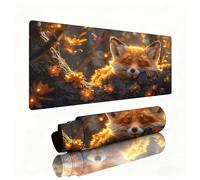 Mouse Mat Fox xxl 900x400x3mm Desk Pad Flowers Gaming Mouse Mat with Stitched Edges Waterproof Surface Wear-Resistant, Non-Slip Rubber Base Improves Speed and Accuracy for Christmas Decorations W1-204