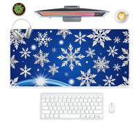 Mouse Mat Gaming Christmas Snowflakes Winter Large Long Deskpad Non-Slip for Office and Home Desk Cover Protector Decor Desktop Mat Keyboard Computer Gaming Accessories (80 X 40 Cm)