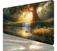 Mouse Mat, Gaming Mouse Pad, 800x300x3mm Extended Large Mousepad Green, XXL Mouse Pad with Waterproof Comfortable Textured Micro-Weave Cloth Surface, River Desk Mat for Gaming, Home Office Work XF-213