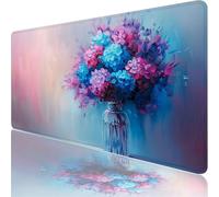 Mouse Mat,Gaming Mouse Pad,900x400x3mm Extended Large Mousepad Pink,XXL Mouse Pad with Waterproof Comfortable Textured Micro-Weave Cloth Surface,Green Plants Desk Mat for Gaming,Home Office XF-167