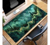 Mouse Mat, Gaming Mouse Pad Abstract, 600x300x3mm Large Mause Mat Green Desk Pad, Non-Slip Rubber Base Desk Accessories, Waterproof, Stitched Edges Mausepad, Improved Precision and Speed PjY92 1-9