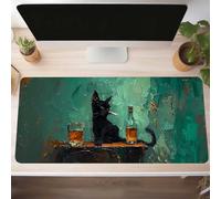 Mouse Mat, Gaming Mouse Pad Black 700x300x3mm Large Mause Mat Cat Desk Pad, Non-Slip Rubber Base Desk Accessories, Waterproof, Stitched Edges Mausepad, Improved Precision and Speed PjY8790 W-0