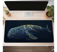 Mouse Mat, Gaming Mouse Pad Black 800x400x3mm Large Mause Mat Whale Desk Pad, Non-Slip Rubber Base Desk Accessories, Waterproof, Stitched Edges Mausepad, Improved Precision and Speed PjY12892 I-C