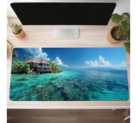 Mouse Mat, Gaming Mouse Pad Blue 1600x800x3mm Large Mause Mat Landscape Desk Pad, Non-Slip Rubber Base Desk Accessories, Waterproof, Stitched Edges Mausepad, Improved Precision and Speed PjY6374 N-C