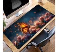 Mouse Mat, Gaming Mouse Pad Butterfly, 700x300x3mm Large Mause Mat Yellow, Non-Slip Rubber Base Accessories, Waterproof, Stitched Edges Mausepad, Precision and Speed PjY15082 A-F