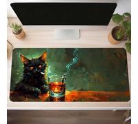Mouse Mat, Gaming Mouse Pad Cat 800x400x3 mm Large Mause Mat Black Desk Pad, Non-Slip Rubber Base Desk Accessories, Waterproof, Stitched Edges Mausepad, Improved Precision and Speed PjY8802 R-G