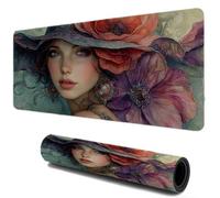 Mouse Mat, Gaming Mouse Pad, Desk Mat Large 1000x600, Improved Precision and Speed, Non-Slip Rubber Base for Stable with Stitched Edges, Office Accessories for Laptop Home (Beautiful Woman) I-229