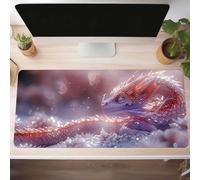 Mouse Mat, Gaming Mouse Pad Dragon 1000x400x3mm Large Mause Mat Pink Desk Pad, Non-Slip Rubber Base Desk Accessories, Waterproof, Stitched Edges Mausepad, Improved Precision and Speed PjY1814 0-9