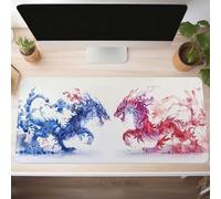 Mouse Mat, Gaming Mouse Pad Dragon 1000x400x3mm Large Mause Mat Red Desk Pad, Non-Slip Rubber Base Desk Accessories, Waterproof, Stitched Edges Mausepad, Improved Precision and Speed PjY7178 0-7