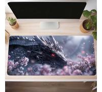 Mouse Mat, Gaming Mouse Pad Dragon 1000x500x3mm Large Mause Mat Black Desk Pad, Non-Slip Rubber Base Desk Accessories, Waterproof, Stitched Edges Mausepad, Improved Precision and Speed PjY11552 B-D
