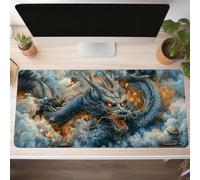 Mouse Mat, Gaming Mouse Pad Dragon 1000x500x3mm Large Mause Mat Blue Desk Pad, Non-Slip Rubber Base Desk Accessories, Waterproof, Stitched Edges Mausepad, Improved Precision and Speed PjY11350 2-3