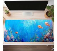 Mouse Mat, Gaming Mouse Pad Fish 1000x500x3mm Large Mause Mat Yellow Desk Pad, Non-Slip Rubber Base Desk Accessories, Waterproof, Stitched Edges Mausepad, Improved Precision and Speed PjY3300 V-A