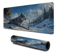 Mouse Mat, Gaming Mouse Pad for Speed and Control, Desk Mat with Non-Slip Base Stitched Edges, Textured Micro-Weave Cloth, Compatible with Laser and Optical Mousepad ( Wolf Winter 800x400) I-136