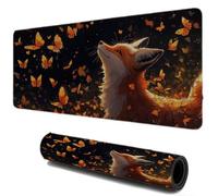 Mouse Mat, Gaming Mouse Pad for Speed and Control, Desk Mat with Non-Slip Base Stitched Edges, Textured Micro-Weave Cloth, Compatible with Laser and Optical Mousepad （ Fox Autumn 1200x600 I-604