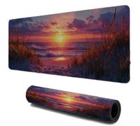 Mouse Mat, Gaming Mouse Pad for Speed and Control, Desk Mat with Non-Slip Base Stitched Edges, Textured Micro-Weave Cloth, Compatible with Laser and Optical Mousepad ( Sunset Seaside 1000x600) I-150