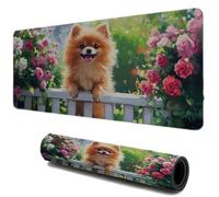 Mouse Mat, Gaming Mouse Pad for Speed and Control, Desk Mat with Non-Slip Base Stitched Edges, Textured Micro-Weave Cloth, Compatible with Laser and Optical Mousepad （ Flower Dog 1200x600 I-680