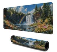 Mouse Mat, Gaming Mouse Pad for Speed and Control, Desk Mat with Non-Slip Base Stitched Edges, Textured Micro-Weave Cloth, Compatible with Laser and Optical Mousepad ( Waterfall Rainbow 700x400 I276