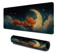 Mouse Mat, Gaming Mouse Pad for Speed and Control, Large Desk Mat with Non-Slip Base Stitched Edges, Textured Micro-Weave Cloth, Compatible with Laser and Optical Mousepad （ Moon Fox 700x300 I-440